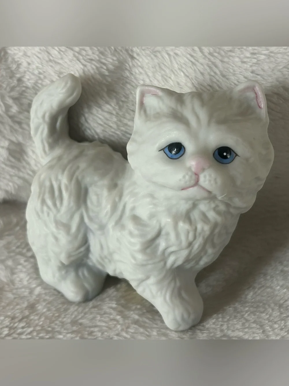 Vintage Homco White Persian Kitten Figurines - Set of 2 (C)